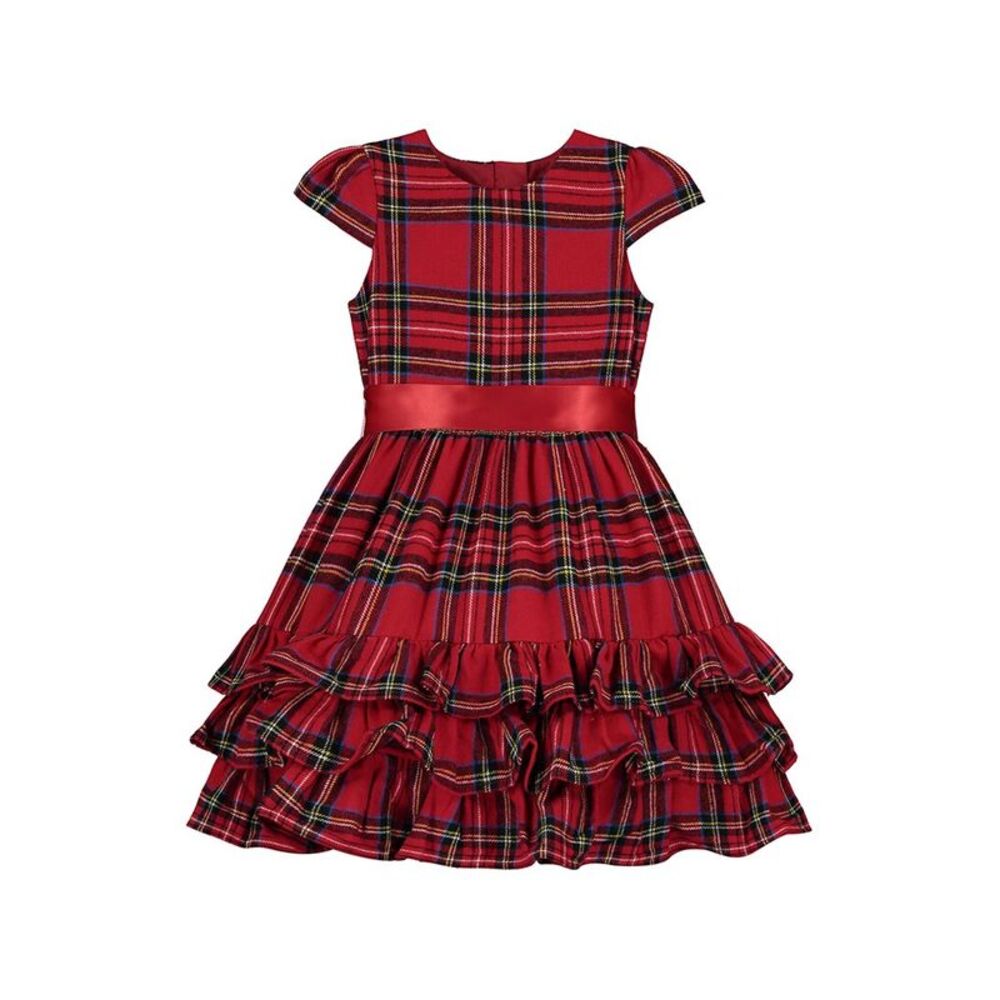 Holly Hastie Girls  Arabella Frill Plaid Party Dress, Red